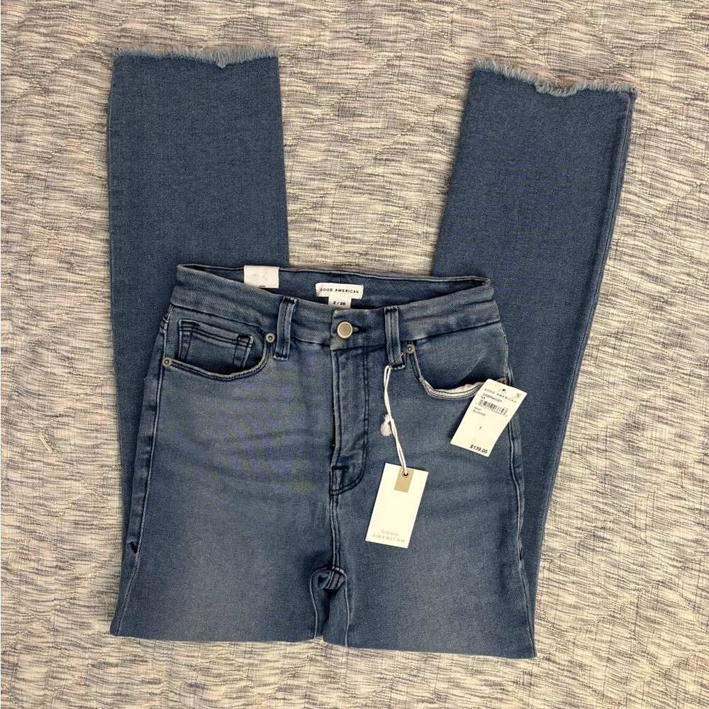 Good American Good Legs Mid Rise Straight Leg Jeans Sz 2/26 NWT | Good American-